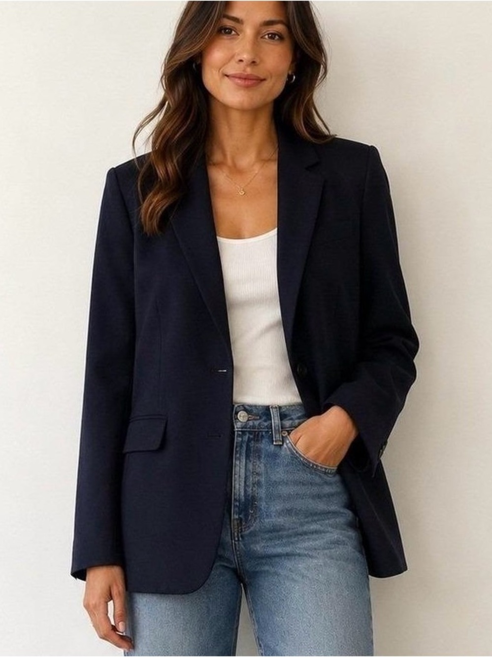J CREW Tollegno 1900 Wool Navy One Button Blazer Women’s Size 2 Career